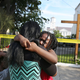 Kearston Farr comforts her daughter, Taliyah Farr, 5, as they stand in front of the Emanuel African Methodist Episcopal Church in Charleston, S.C., after a mass shooting at the church that killed nine people on June 19, 2015. (Joe Raedle/Getty Images)
